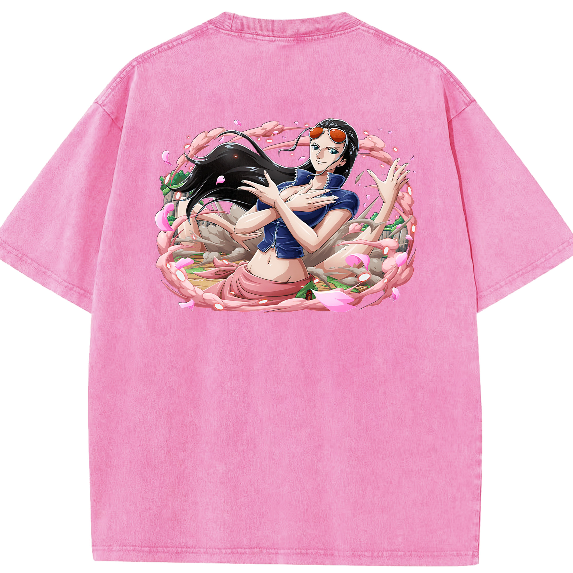 ワンピース ニコ・ロビン ONE PIECE Nico Robin 綿100% ヴィンテージ風 半袖Tシャツ（背面プリント）